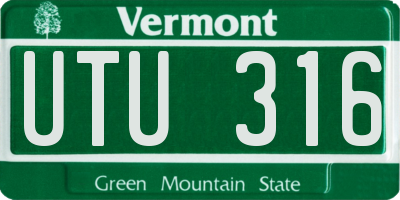 VT license plate UTU316