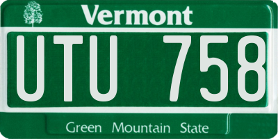 VT license plate UTU758