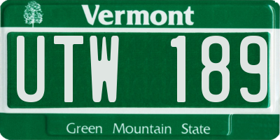 VT license plate UTW189