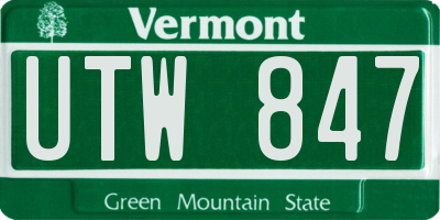 VT license plate UTW847