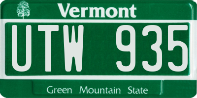 VT license plate UTW935