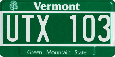 VT license plate UTX103