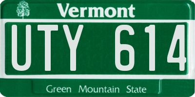 VT license plate UTY614
