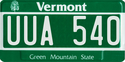 VT license plate UUA540