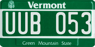 VT license plate UUB053