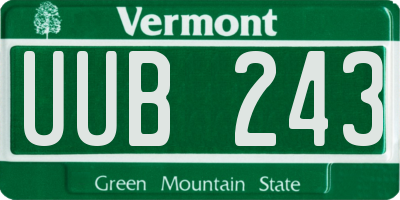 VT license plate UUB243