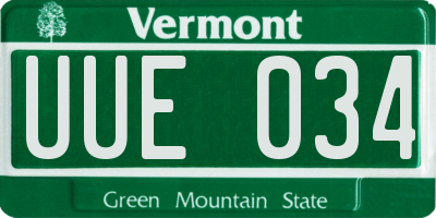 VT license plate UUE034