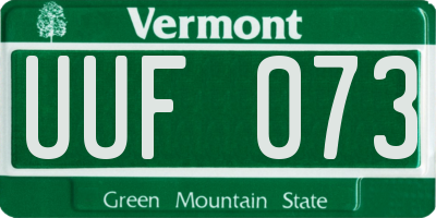 VT license plate UUF073