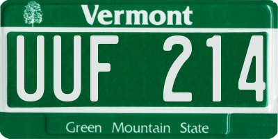 VT license plate UUF214