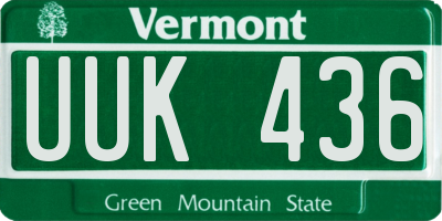 VT license plate UUK436