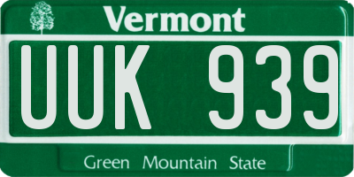 VT license plate UUK939