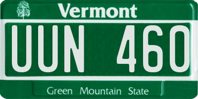VT license plate UUN460