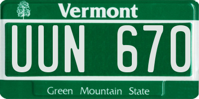VT license plate UUN670