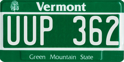VT license plate UUP362