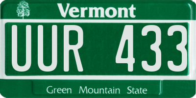 VT license plate UUR433