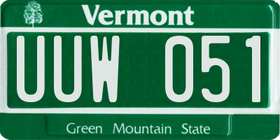 VT license plate UUW051