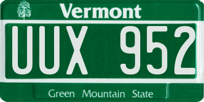 VT license plate UUX952