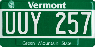 VT license plate UUY257