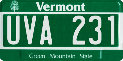 VT license plate UVA231