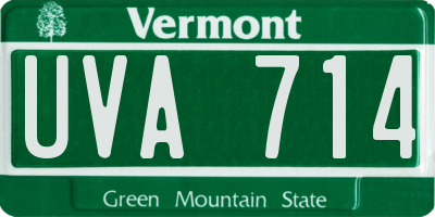 VT license plate UVA714