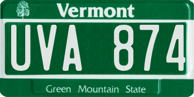 VT license plate UVA874