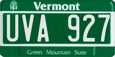 VT license plate UVA927