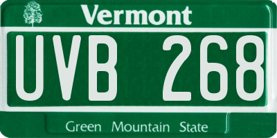 VT license plate UVB268
