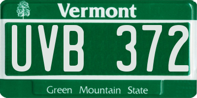 VT license plate UVB372