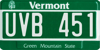 VT license plate UVB451
