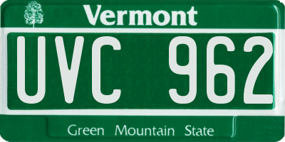 VT license plate UVC962