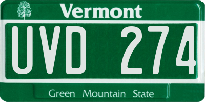 VT license plate UVD274