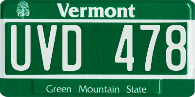 VT license plate UVD478