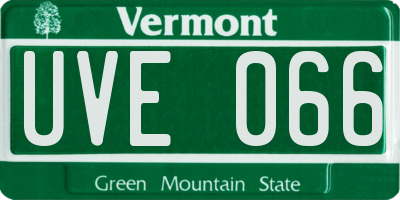 VT license plate UVE066