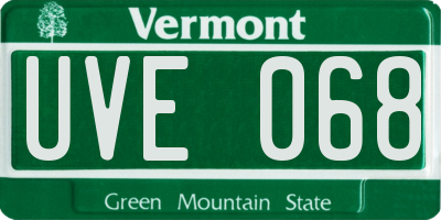 VT license plate UVE068