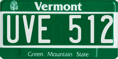 VT license plate UVE512