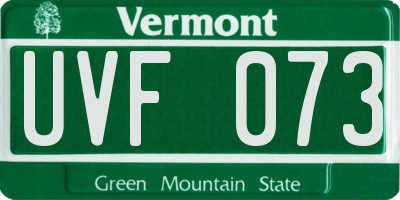 VT license plate UVF073