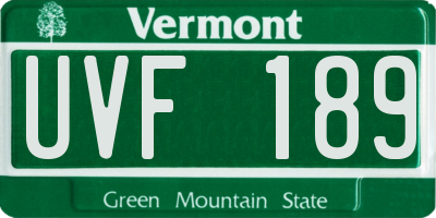 VT license plate UVF189