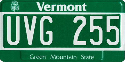 VT license plate UVG255