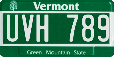 VT license plate UVH789