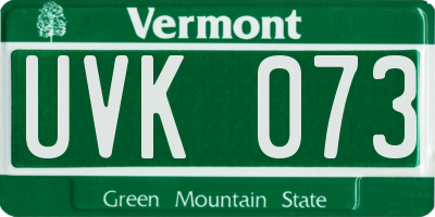 VT license plate UVK073