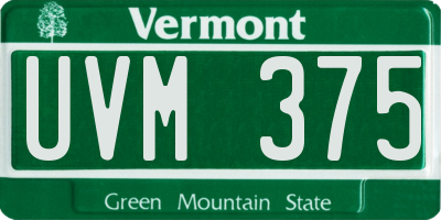 VT license plate UVM375