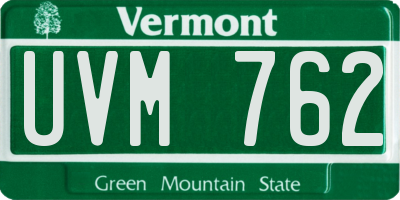 VT license plate UVM762