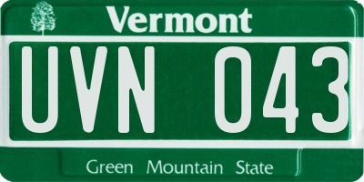 VT license plate UVN043