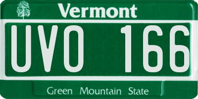VT license plate UVO166