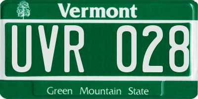 VT license plate UVR028