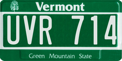 VT license plate UVR714