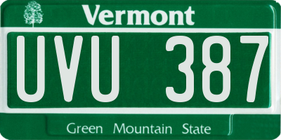 VT license plate UVU387