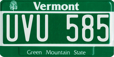 VT license plate UVU585