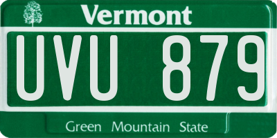 VT license plate UVU879