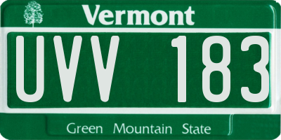 VT license plate UVV183